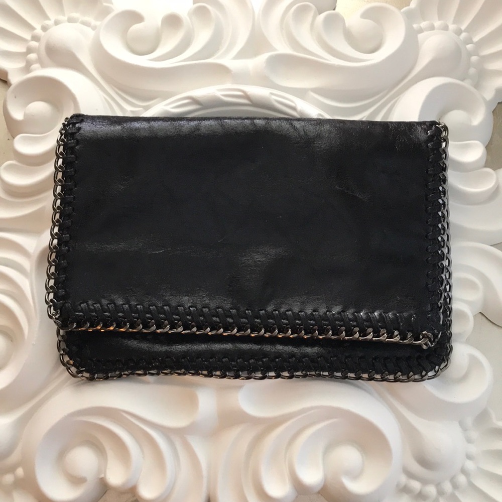 EUC fold-over faux leather chain clutch - Picture 2 of 6